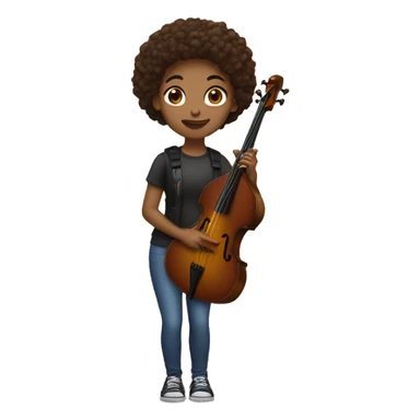 Girl with a Bass and brown hair sticker