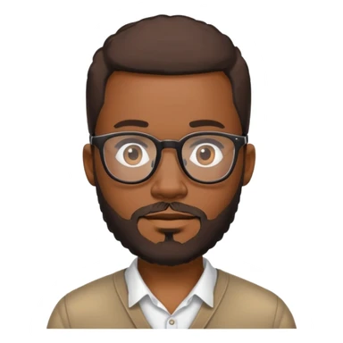 Black man with low cut hair and beard with glasses sticker