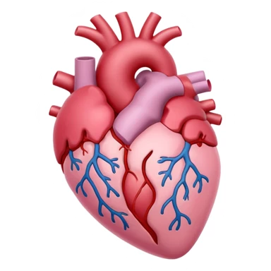 Anatomical heart, very soft pastel pink, light, iOS emoji style, variation 4 sticker