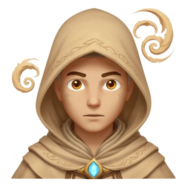 desert sand mage portrait, head and shoulders only, mystical hood, swirling sand aura, glowing eyes, fantasy vibe, 3D cartoon, mobile game icon style, clean background, no text, no watermark
 sticker