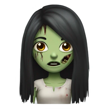 girl zombie with black long hair and franja  sticker