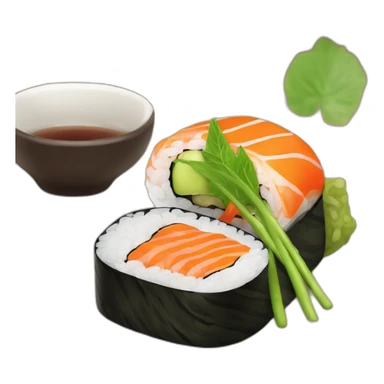 sushi mit stäbchen und wasabi sticker