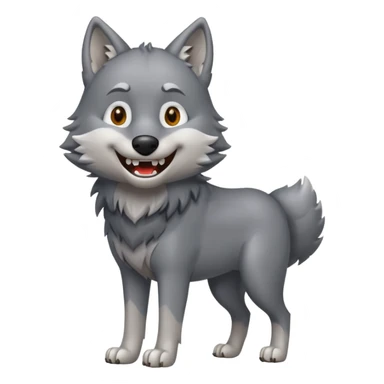 wolf standing and smiling sticker
