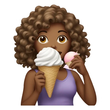 curly hair girl eating ice cream sticker