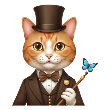 Ariatocrat cat. He walks with a monocle and a stick. Loves museums and theaters. You can also add a butterfly to it. sticker