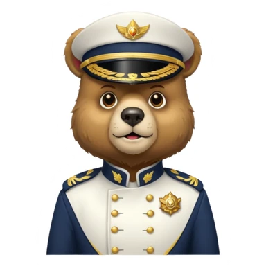 Bear wearing captain white uniform sticker