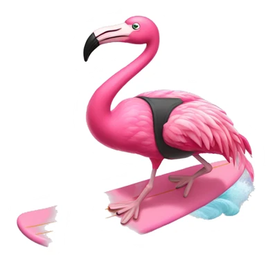 pink flamingo surfing sticker