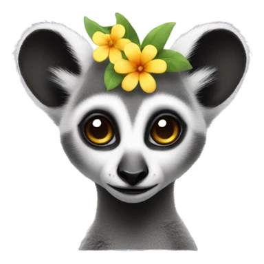 Lemur with a flower in her hair sticker