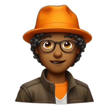 with boy with hat orange and glasses sticker