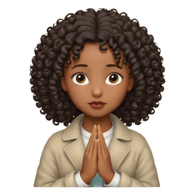 Curly hair Black women praying sticker