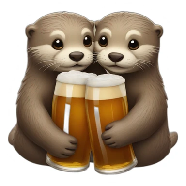 otters hugging looking like a heart drinkings many beers sticker