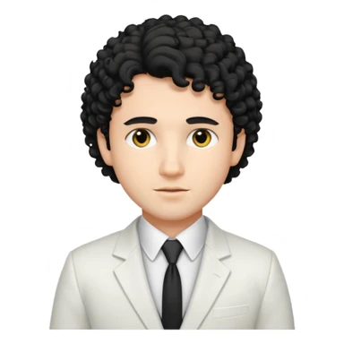 Cockasian guy with black curly hair and black eyes wearing a White simple suit guy  sticker