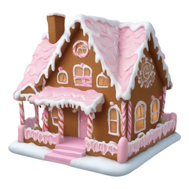Big Light Pink very detailed gingerbread house , realistic  sticker