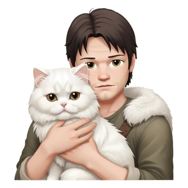 Daryl dixon snuggling white Persian cat  sticker