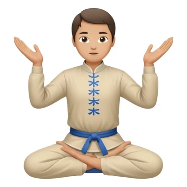 pratiquant de qi gong en position de l'arc, style simple sticker