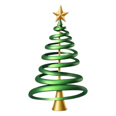 a christmas tree made in shape of a green spiral. a golden star at the top, very whimsical sticker