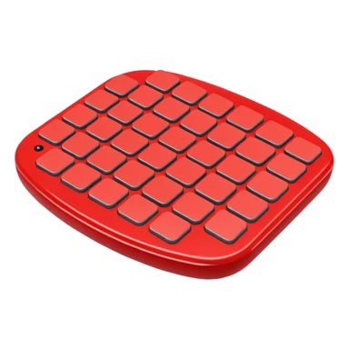 Create a clean, simple emoji of a digital percussion octapad. Flat design, rounded shapes, red and gray colors, minimal details, white background. sticker
