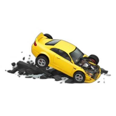 yellow racecar crash sticker