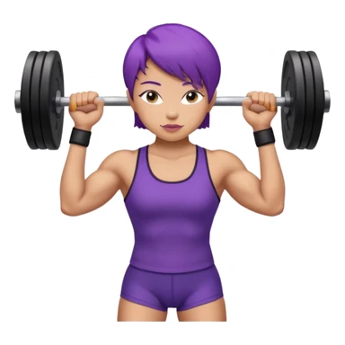 weight lifting female short purple hair asian sticker