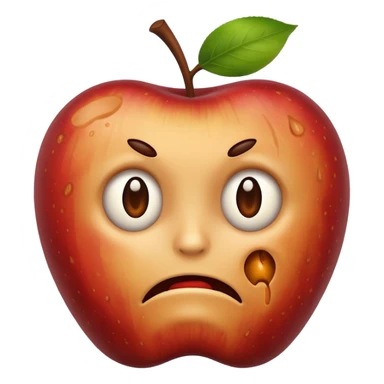 Spoiled apple without face sticker