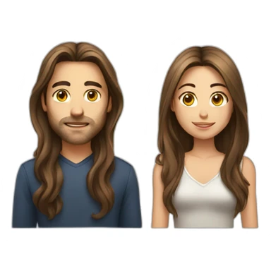 Men with Long hair and girl with brown Hair sticker