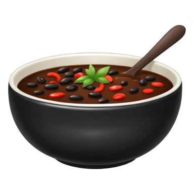 bowl of dark black bean sauce, glossy surface sticker