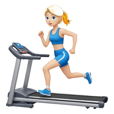 Une femme blonde yeux bleus qui cours sur un tapis de course sticker