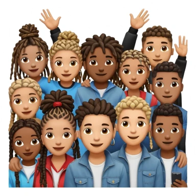 Crowd of fans consisting of African American men with dreadlocks and And African men's with low top and high top curly taper fade haircuts and African American women with braids all in crowd enjoying concert sticker