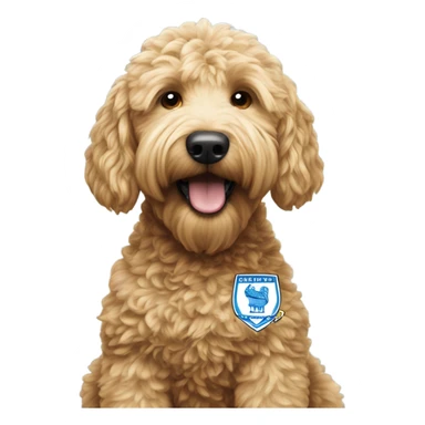 Golden doodle in Huddersfield town kit sticker