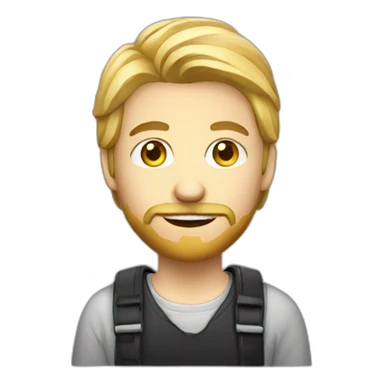 blond student developer with a iphone, facial hair sticker
