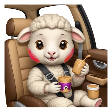 cute baby sheep eating peanut butter and jelly driving in a bmw x1 sticker