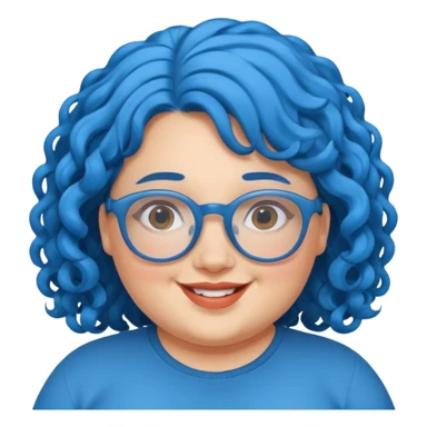 curly fat girl with blue hair and glassess sticker