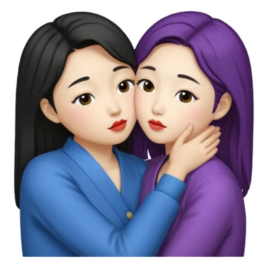 Korean lesbians, kissing sticker