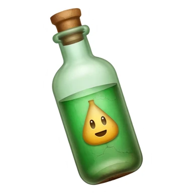 message bottle with paper inside green sticker