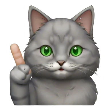 Gray cat holding up middle finger sticker
