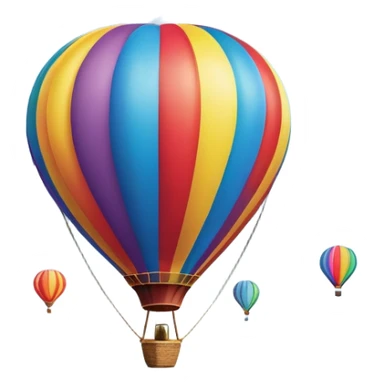 a clear sky and distant hills in the background with A colorful hot air balloon floating gracefully above the ground. The balloon's vibrant colors stand out against the soft clouds, capturing the peaceful yet adventurous spirit of hot air ballooning. sticker