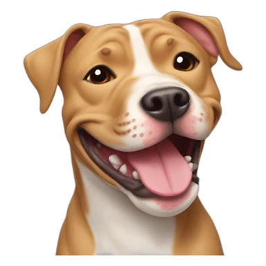 tan pit bull smiling sticker