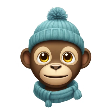 Cute monkey with winter hat sticker