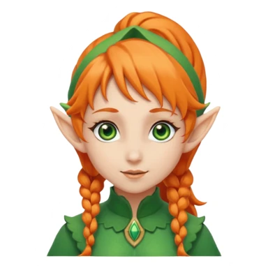 Orange Haired Elf, Elf girl with orange ponytail hair sticker