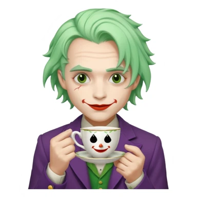 joker holding tea cup sticker