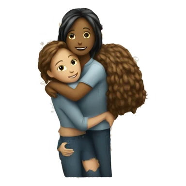 Can you creat me and another woman person hugging emoji? sticker