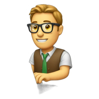 geek man typing in a computer sticker