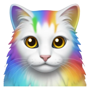 Gato con colores del arcoíris y con alas color blanco  sticker