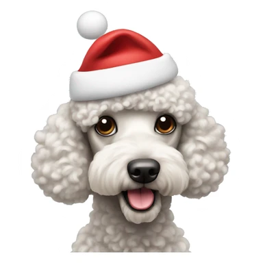 Poodle dog wearing Santa hat sticker