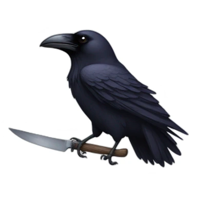 Raven with a knife in beak sticker