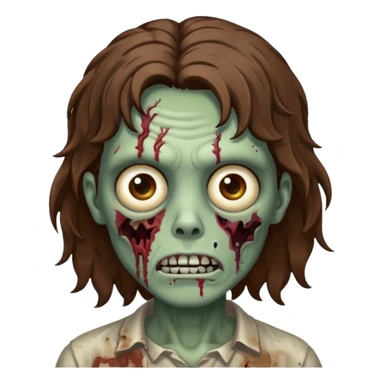 Zombie with lil bit curly medium brown hair sticker