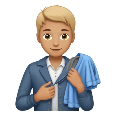 A smirk face with their hand holding clothes sticker