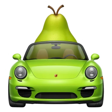 plain pear in a porshce withe black rims sticker