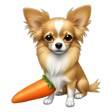 Long hair sand chihuahua with a carrot plush sticker