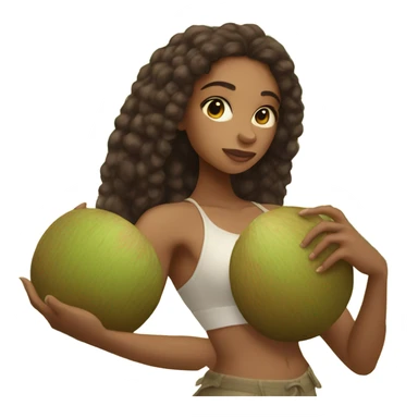 lightskin girl holding two large coconuts sticker